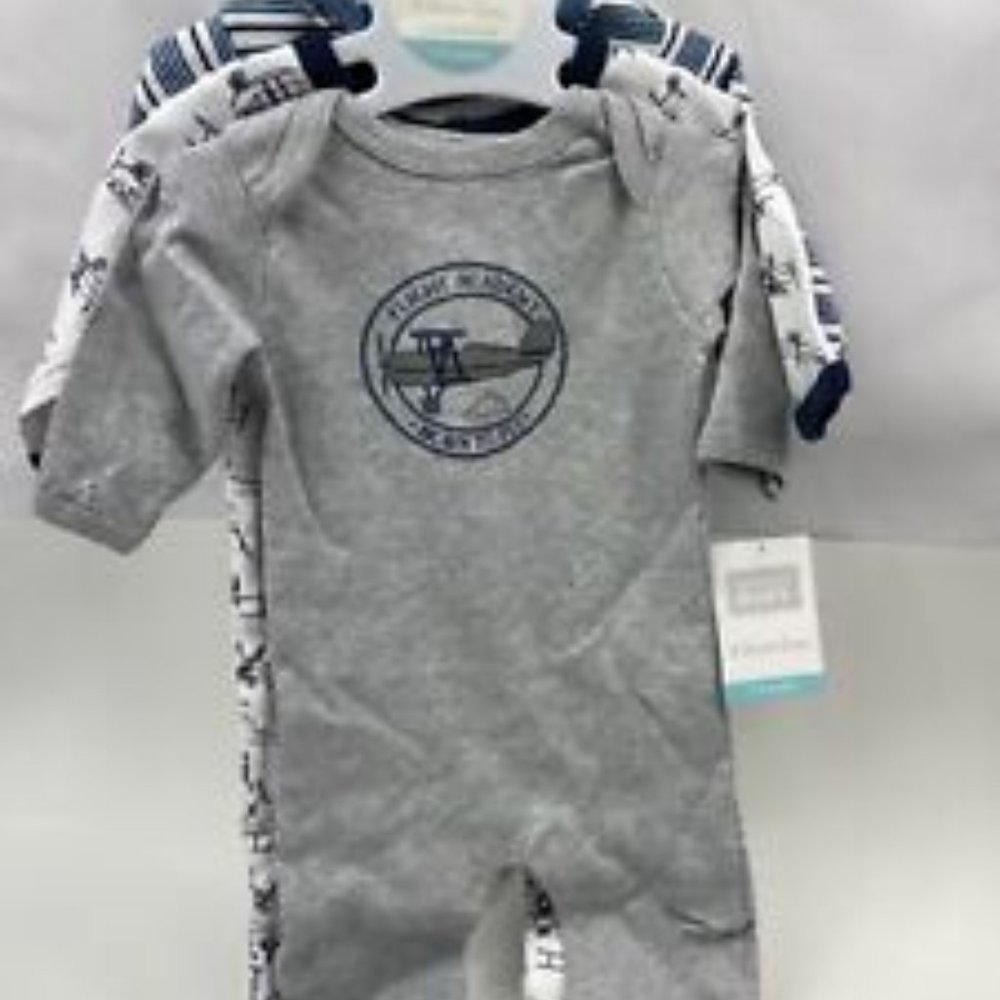 Hudson Baby Union One Piece Suits Coveralls, 3-Pack Aviation Rompers Boys